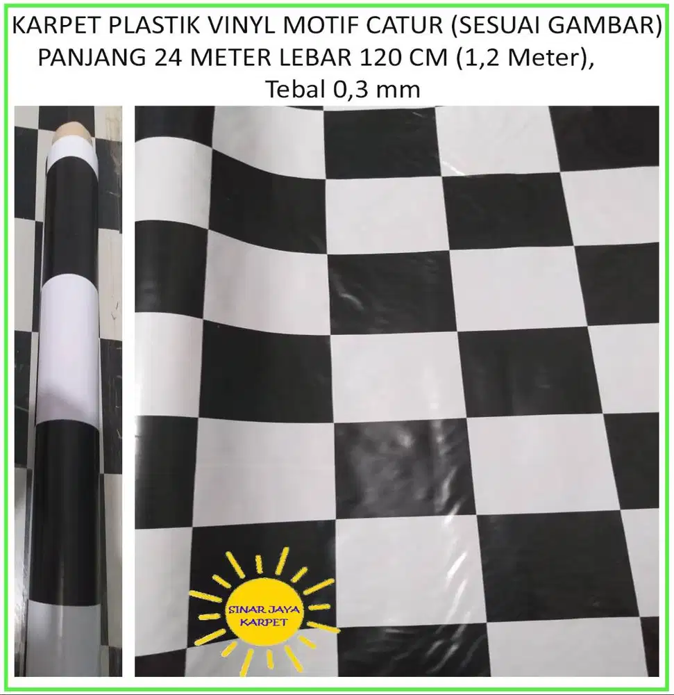 24 METER JUAL KARPET PLASTIK PVC 1 ROLL | MOTIF CATUR (GAMBAR)