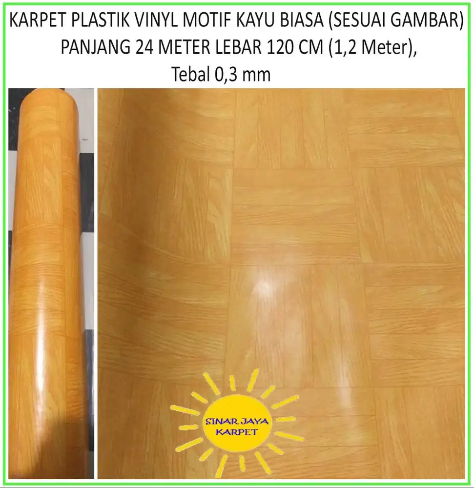 24 METER JUAL KARPET PLASTIK PVC 1 ROLL | MOTIF KAYU BIASA (GAMBAR)