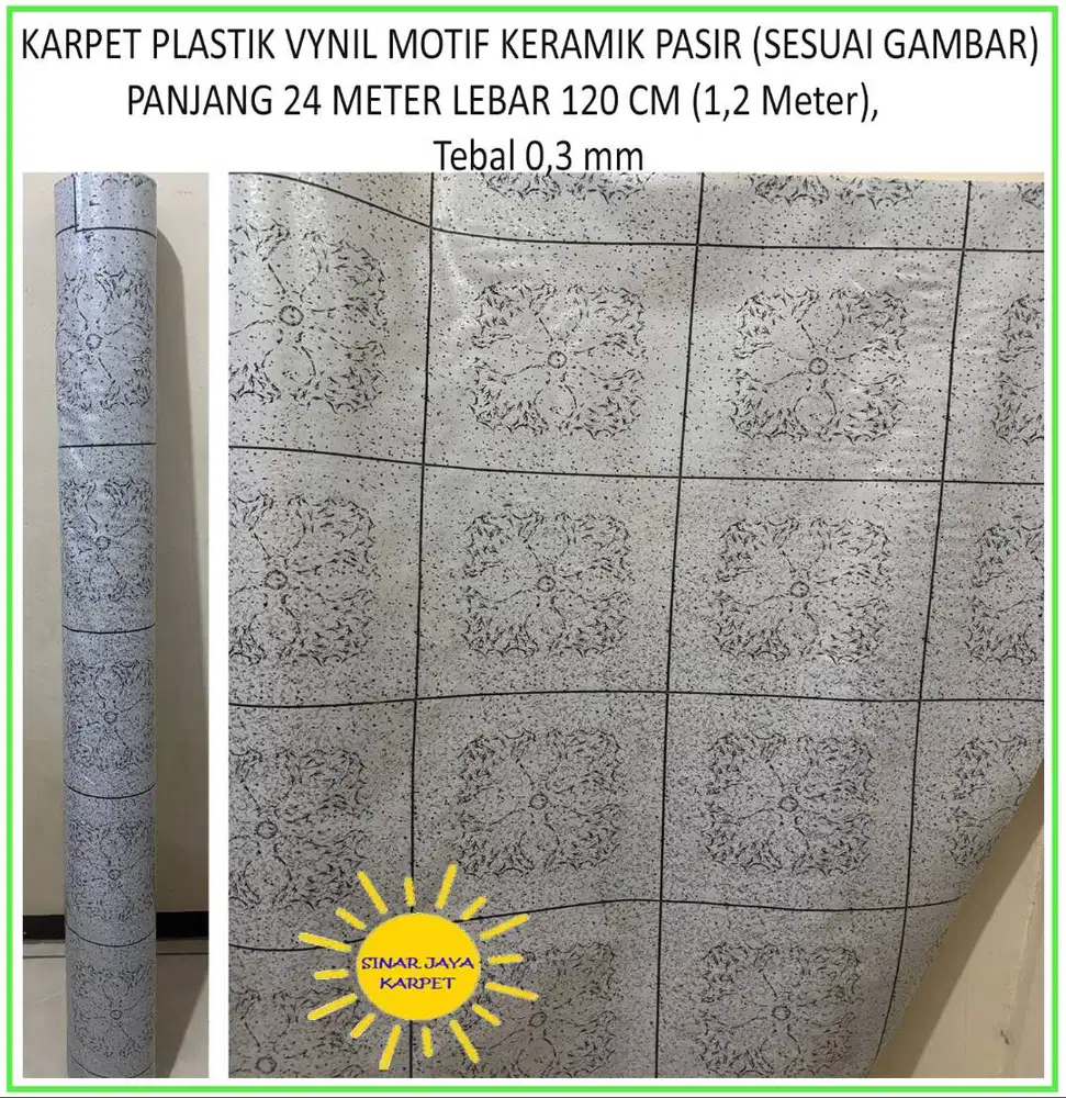 24 METER JUAL KARPET PLASTIK PVC 1 ROLL | MOTIF KERAMIK PASIR (GAMBAR)