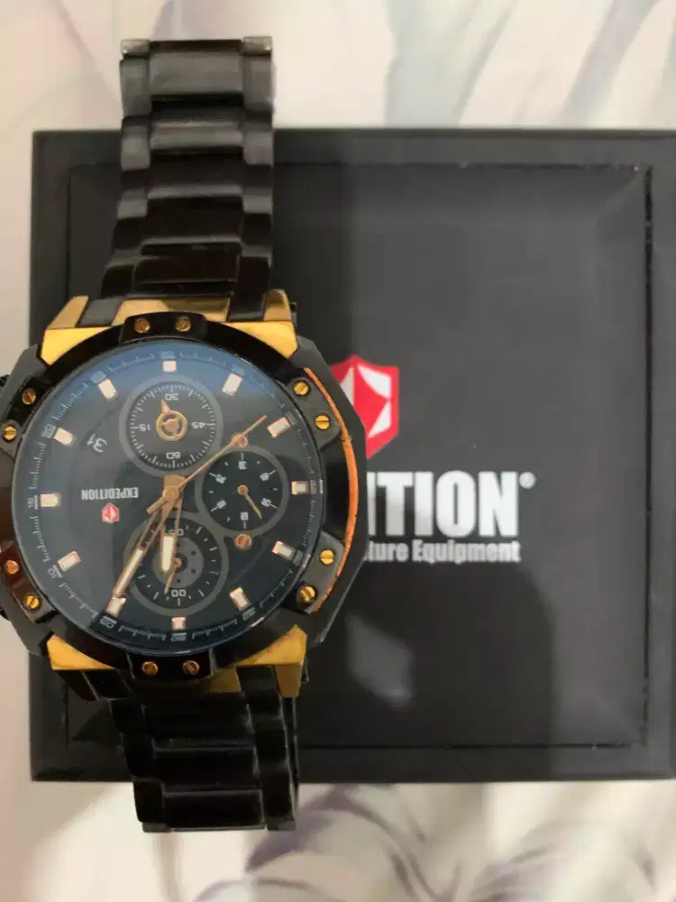 Jam Tangan Expedition se 6385m rose gold hitam sport (bekas rasa baru)