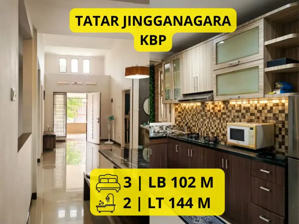 DIJUAL / DISEWAKAN RUMAH JINGGANAGARA KBP  Fully Furnished • Kondisi Bagus • Siap Huni  LT 144 m² | LB 102 m² | 3 KT | 2 KM