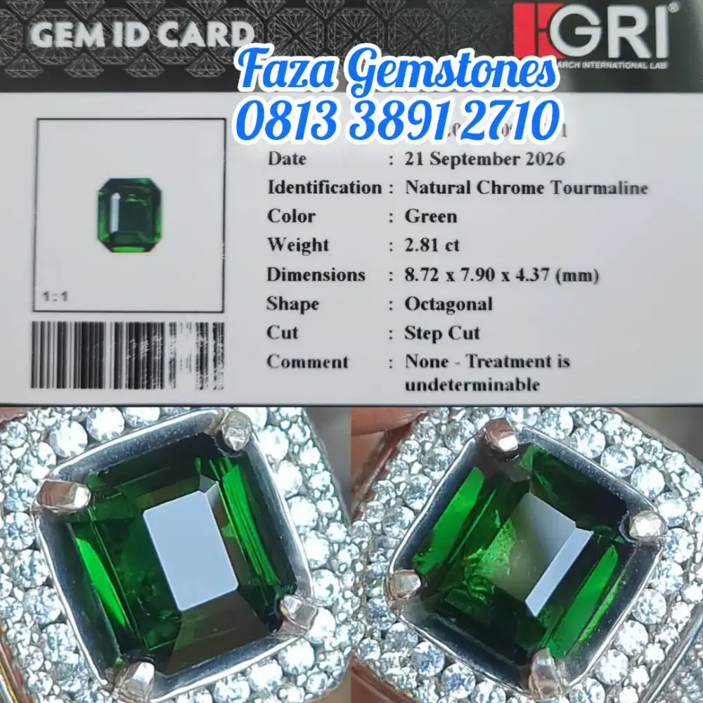 Jarang ada, Natural Green Chrome Tourmaline, Eye Clean, Open Color