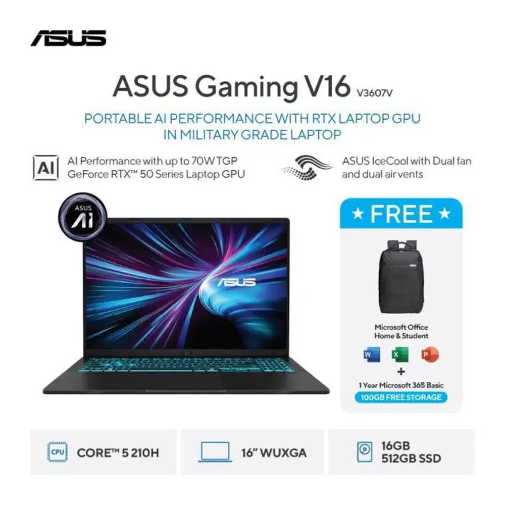 ASUS GAMING V16 V3607VU CORE 7 240H 16GB  512GB  RTX4050 6GB