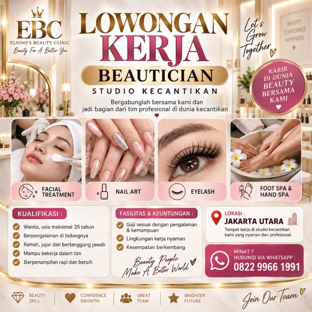 Dicari pegawai salon kecantikan berpengalaman