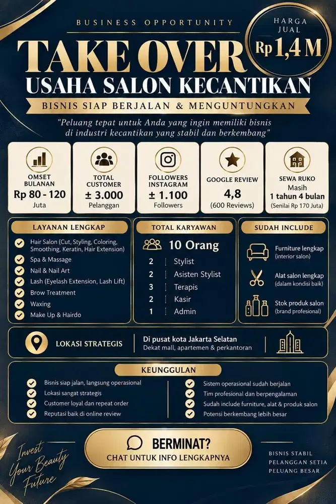 Take Over Usaha Salon Kecantikan