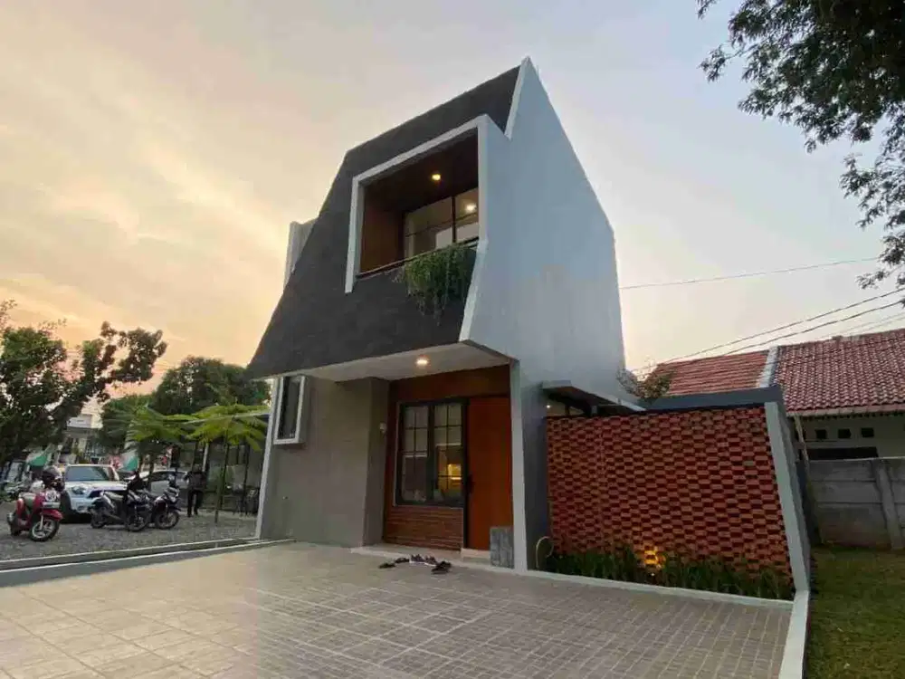 Dijual Rumah 2Lt Tropis Modern Beji Depok Brand New Pinggir Jalan Utama