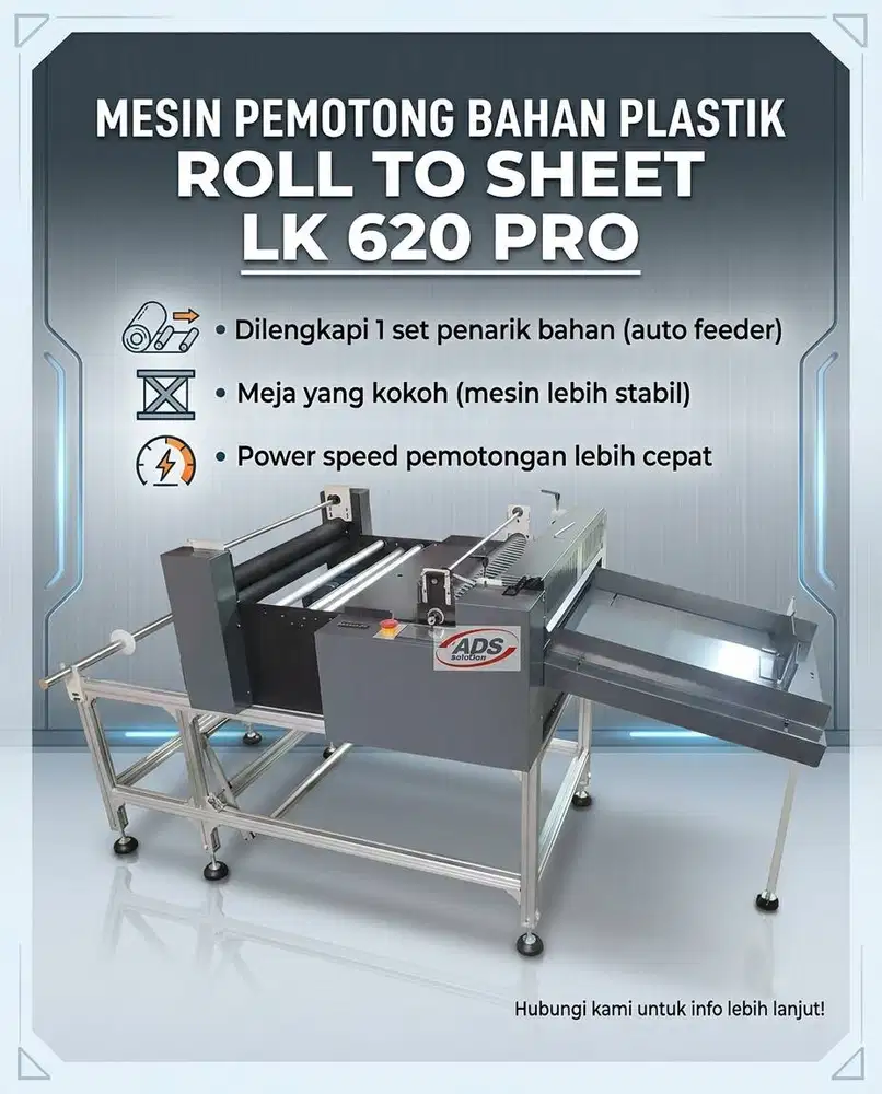 MESIN PEMOTONG BAHAN PLASTIK ROLL TO SHEET LK 620 PRO