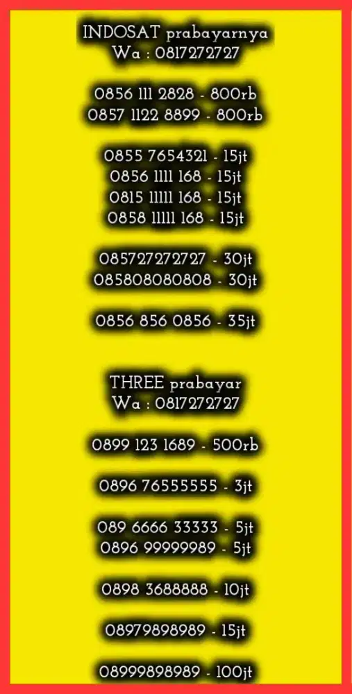 NOMOR CANTIK INDOSAT PRABAYAR