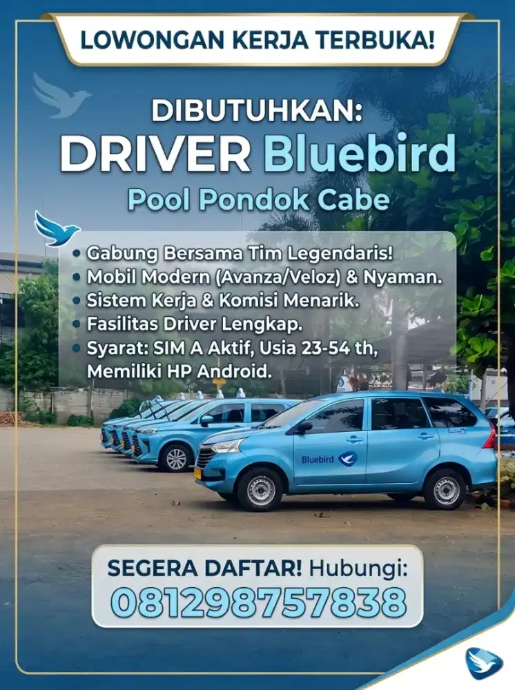 Loker driver tanpa ijasah bluebird pondok cabe