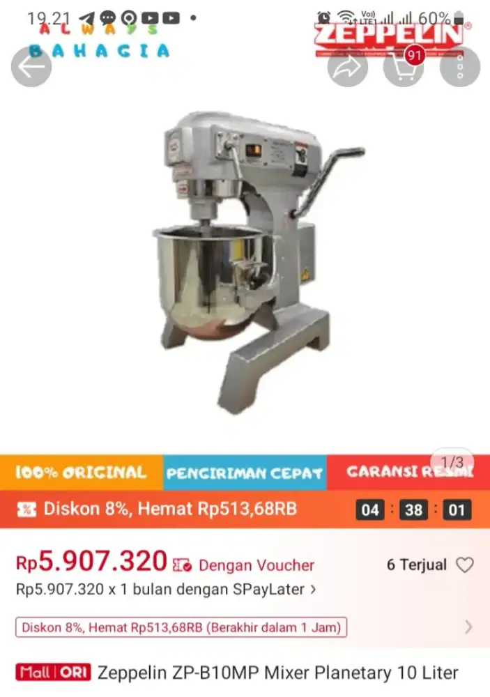 Dijual mixer zeppelin
