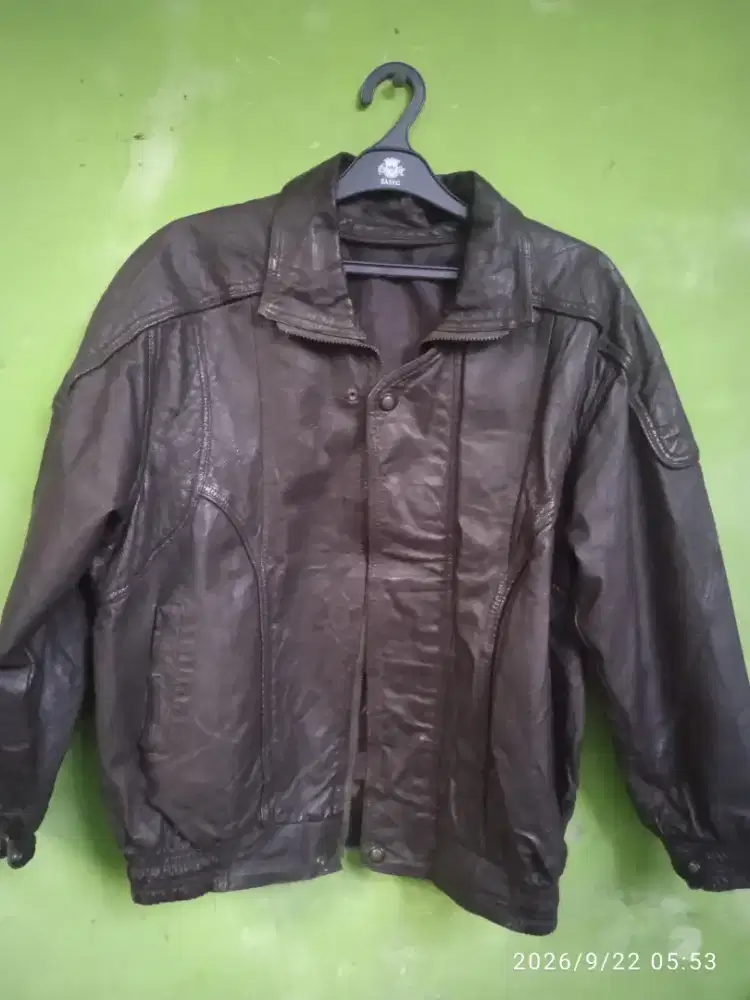 Jaket kulit Asli import, coklat tua, motoran, vintage