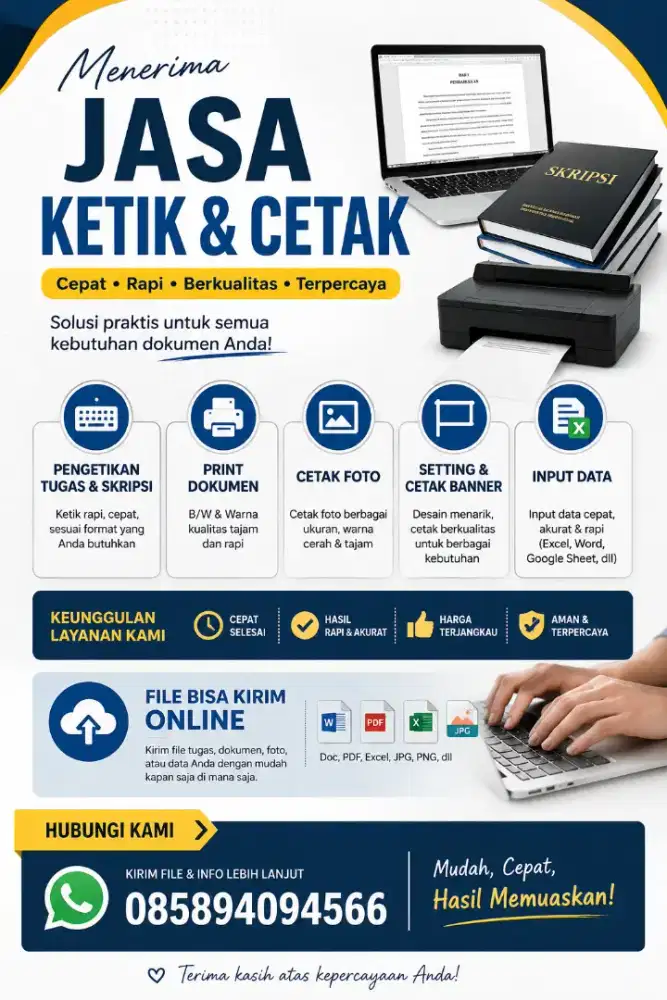 MENERIMA JASA PENGETIKAN, CETAK FOTO, CETAK DOKUMEN,  BANNER, DLL