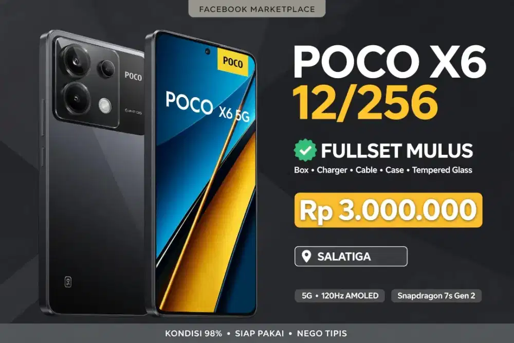 Poco X6 5G 12/256GB Resmi Fullset Mulus