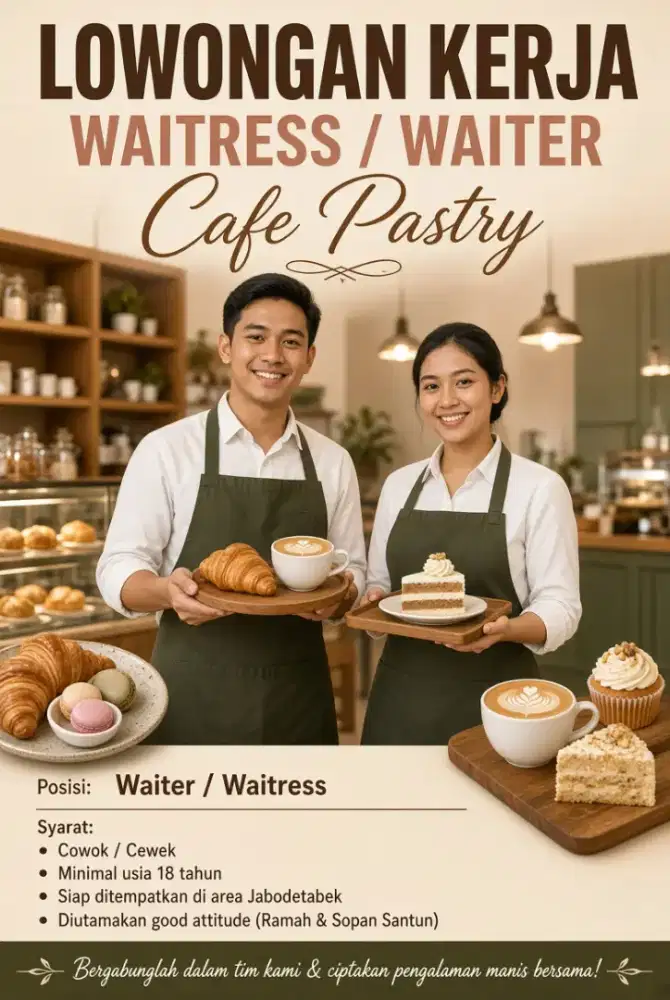 Lowongan karyawan/ti kedai pastry