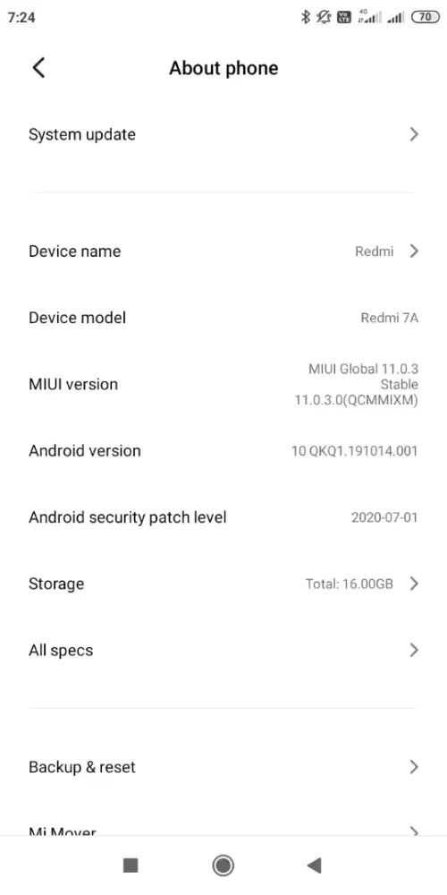 redmi 7a 2/16gb ada minus