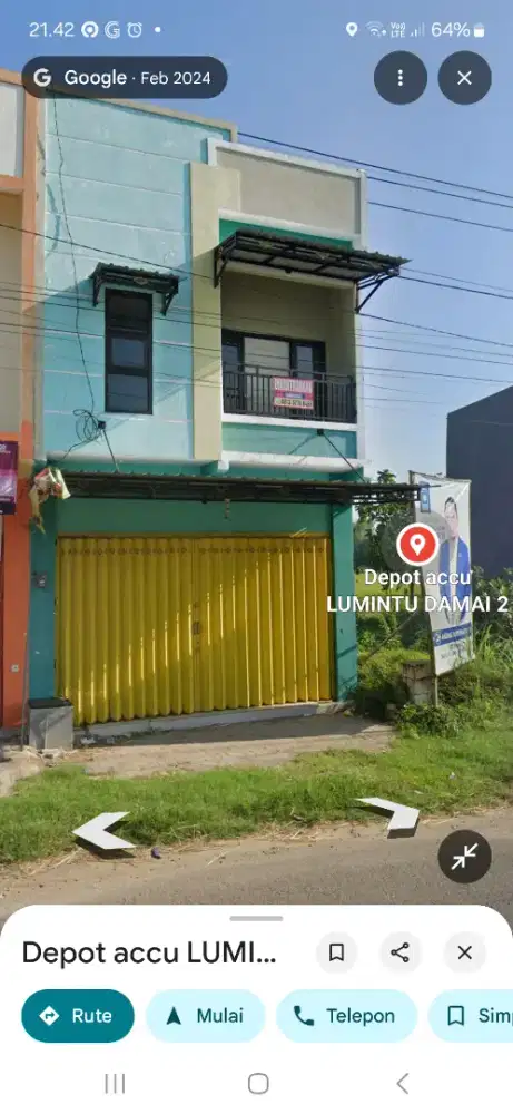Disewakan ruko 2 lantai