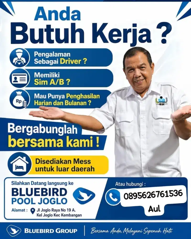 Lowongan driver Bluebird pool joglo