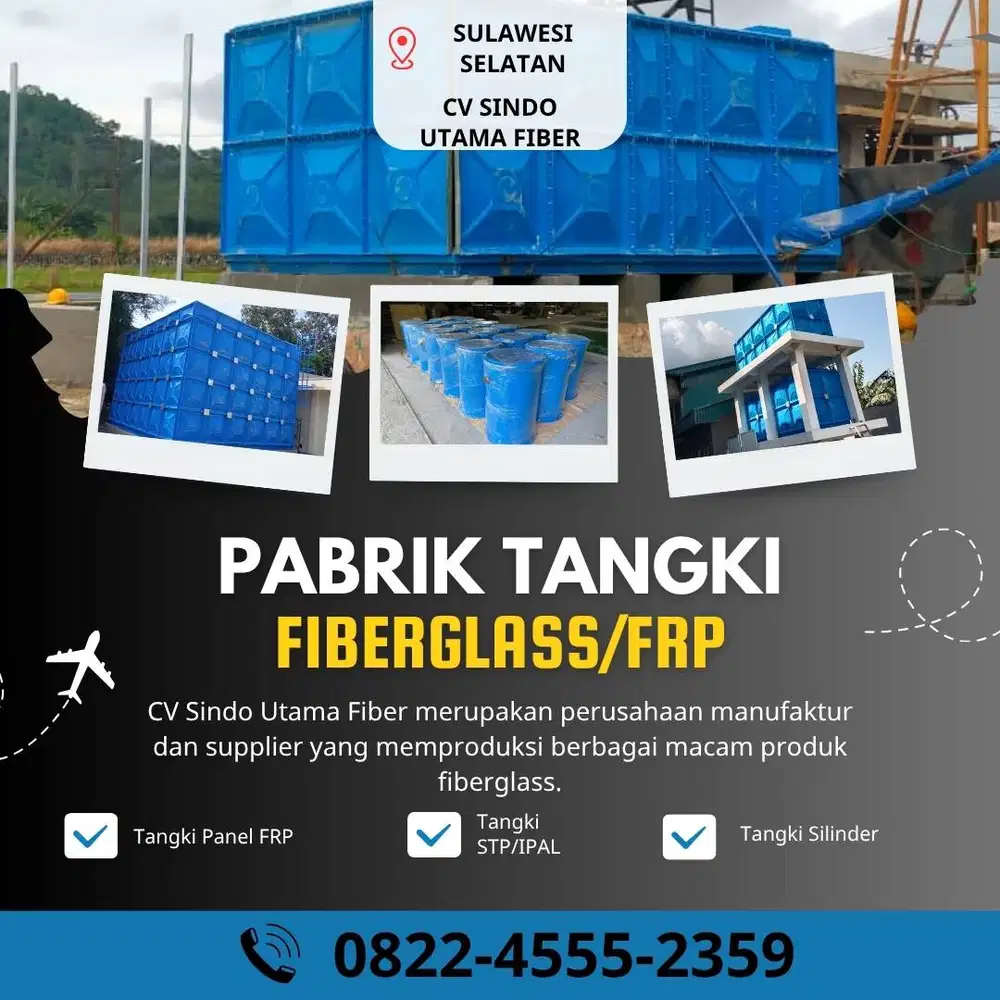 Tangki Fiberglass FRP-Jual Tangki Air Panel Silinder Kepulauan Selayar