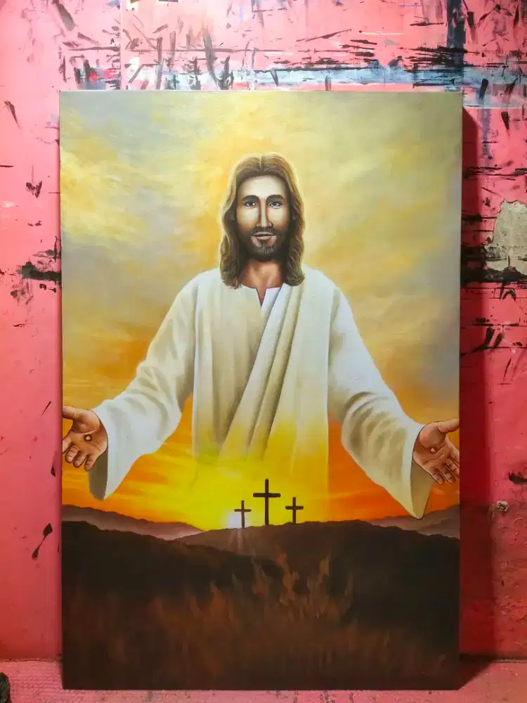 Dijual lukisan kanvas yesus 100x120 cm