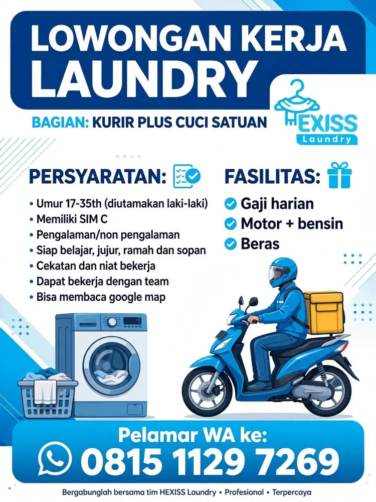 Loker Laundry Kurir + Cuci Satuan