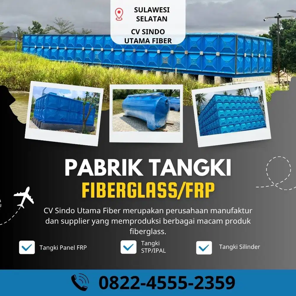 Tangki Fiberglass-Jual Tangki Air Panel Silinder Pangkajene Kepulauan