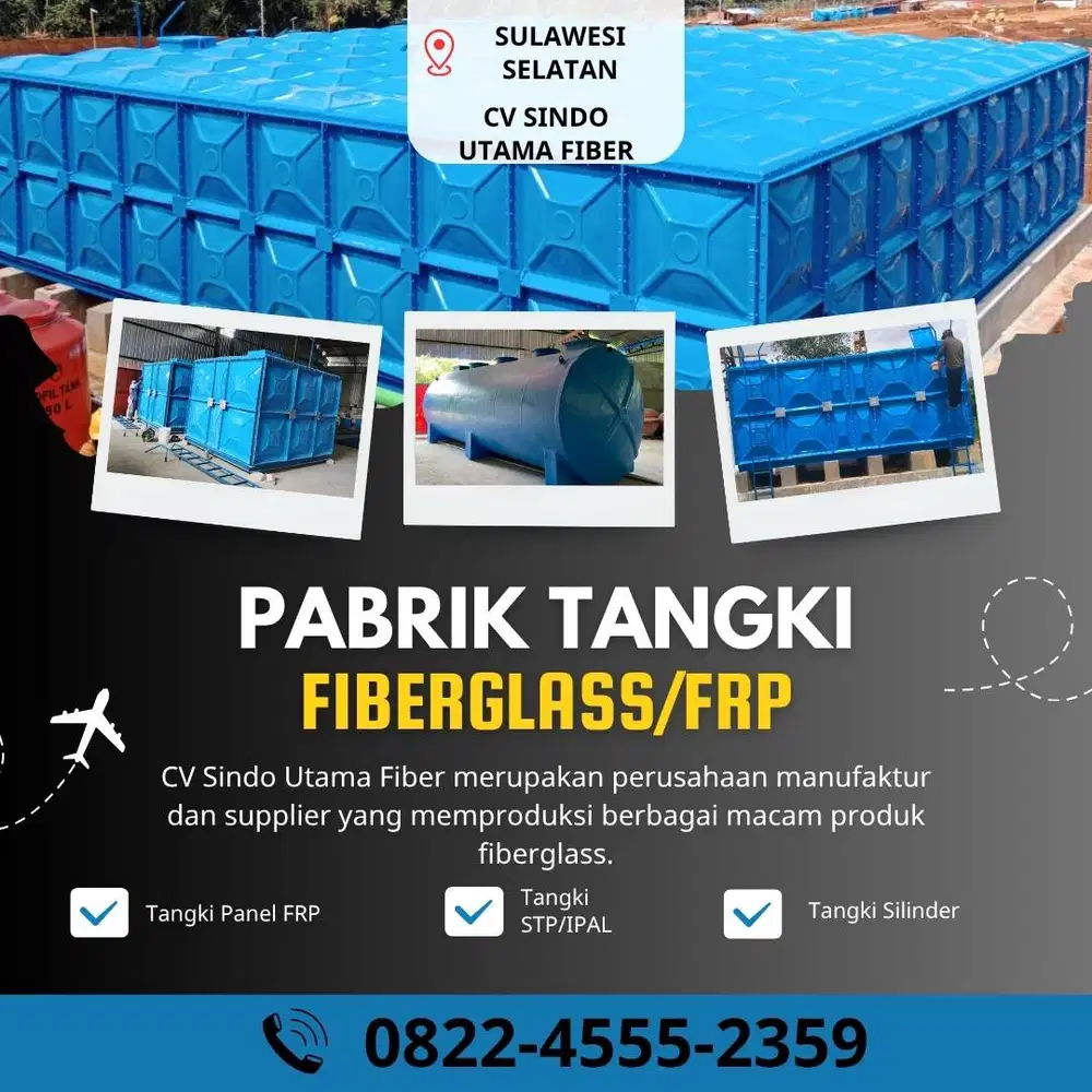 Tangki Fiberglass-Jual Tangki Air, Panel & Silinder Pinrang