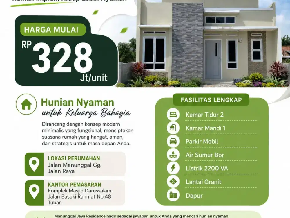 Manunggal Jaya Residence — Rumah Nyaman, Pilihan Tepat untuk Masa Depan.