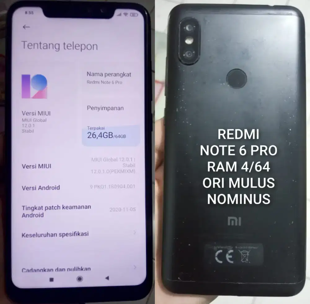 Redmi Note 6 Pro Ram 4/64 mulus ori nominus fp on cod bintara