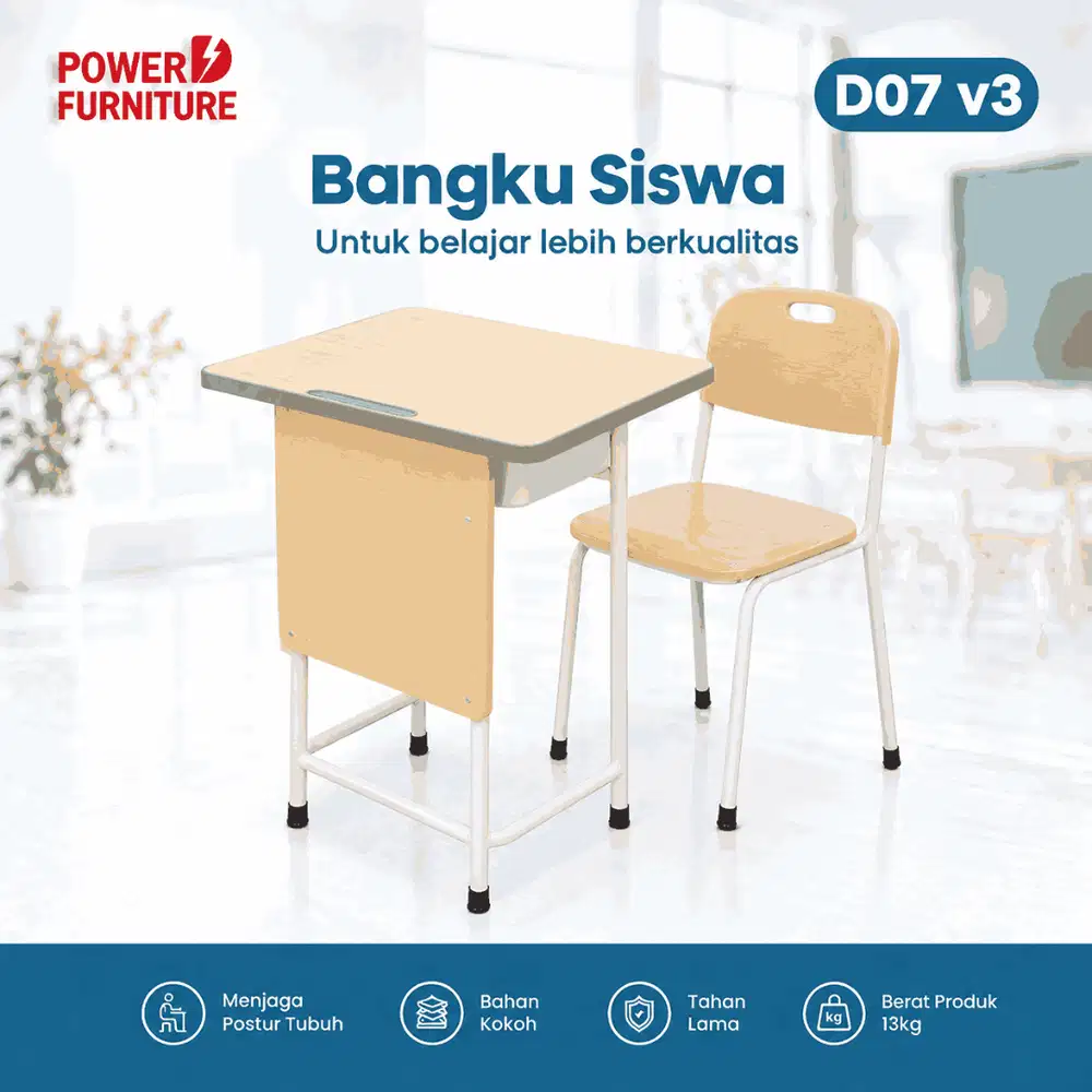 Kursi Sekolah D07 v3 - Meja Belajar Siswa | Dapatkan Harga Terbaik