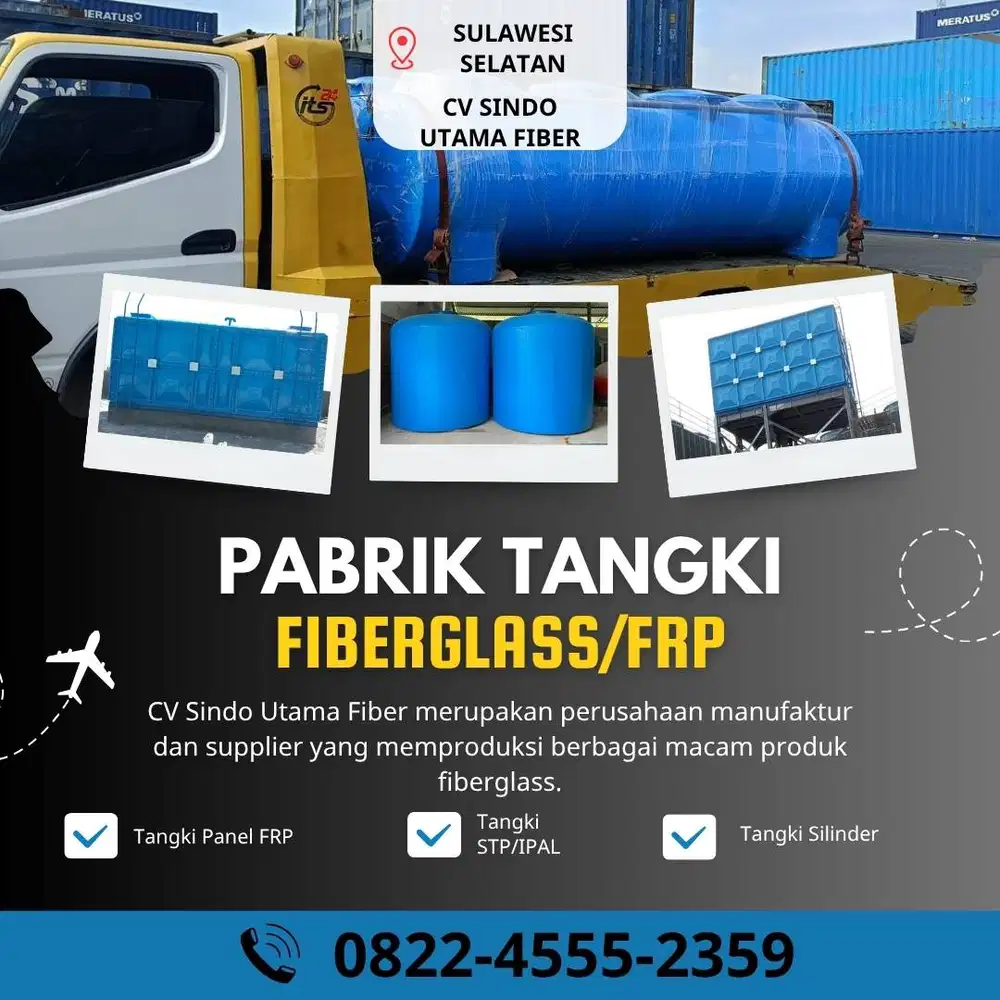 Tangki Fiberglass-Jual Tangki Air, Panel & Silinder Sinjai