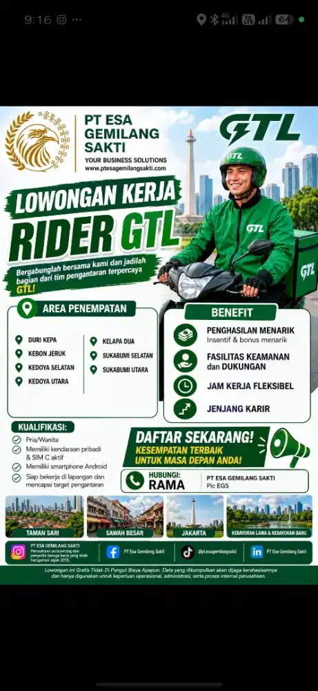 Lowongan Pekerjaan Kurir GTL