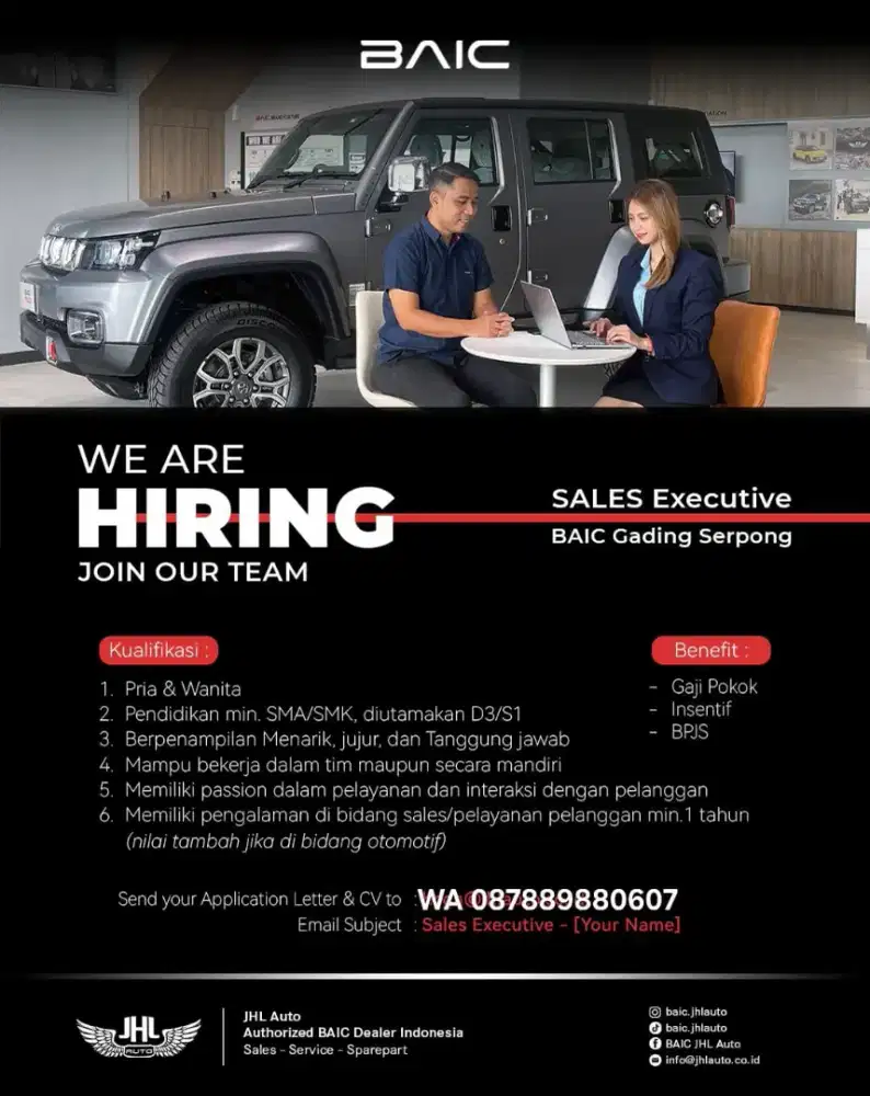 Lowongan sales consultant & sales counter