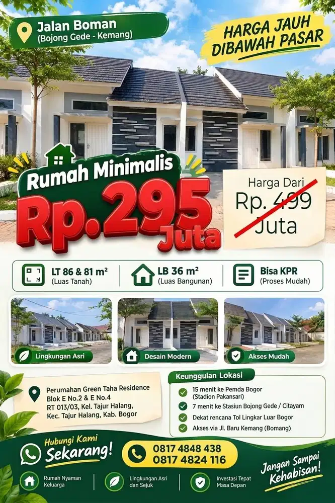 Dijual Rumah minimalis Murah meriah dibawah pasaran stset