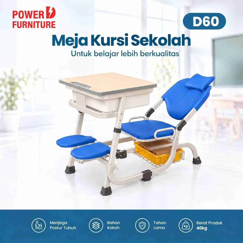 Meja Sekolah Reclined D60 - Bangku Siswa Modern, Promo Grosir Sekolah