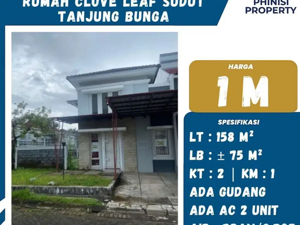 DIJUAL Rumah Sudut Harga Murah di The Clove Tanjung Bunga