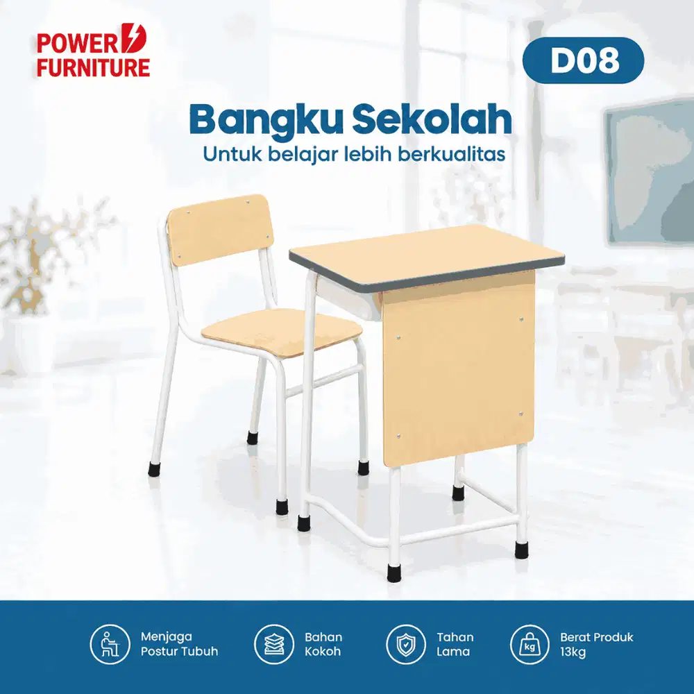 Meja Sekolah D08 - Bangku Sekolah Modern, Pembelian Banyak Lebih Hemat