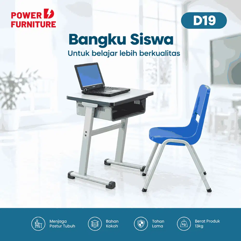 Meja Kelas D19 - Set Bangku Siswa Sekolah Besi
