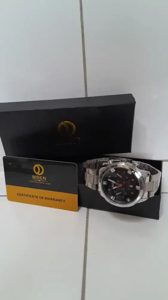 Jam Tangan BIDEN Chronograph Stainless Steel + Box & Kartu Garansi