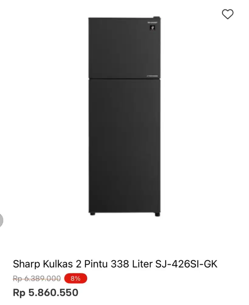 KULKAS SHARP 2 PINTU SJ-426SI-GK 338LTR
