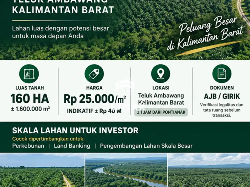 TANAH PERKEBUNAN 160 HA DI KALIMANTAN BARAT