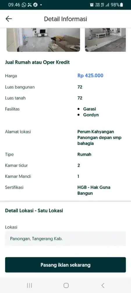 Dijual rumah cash atau over kredit