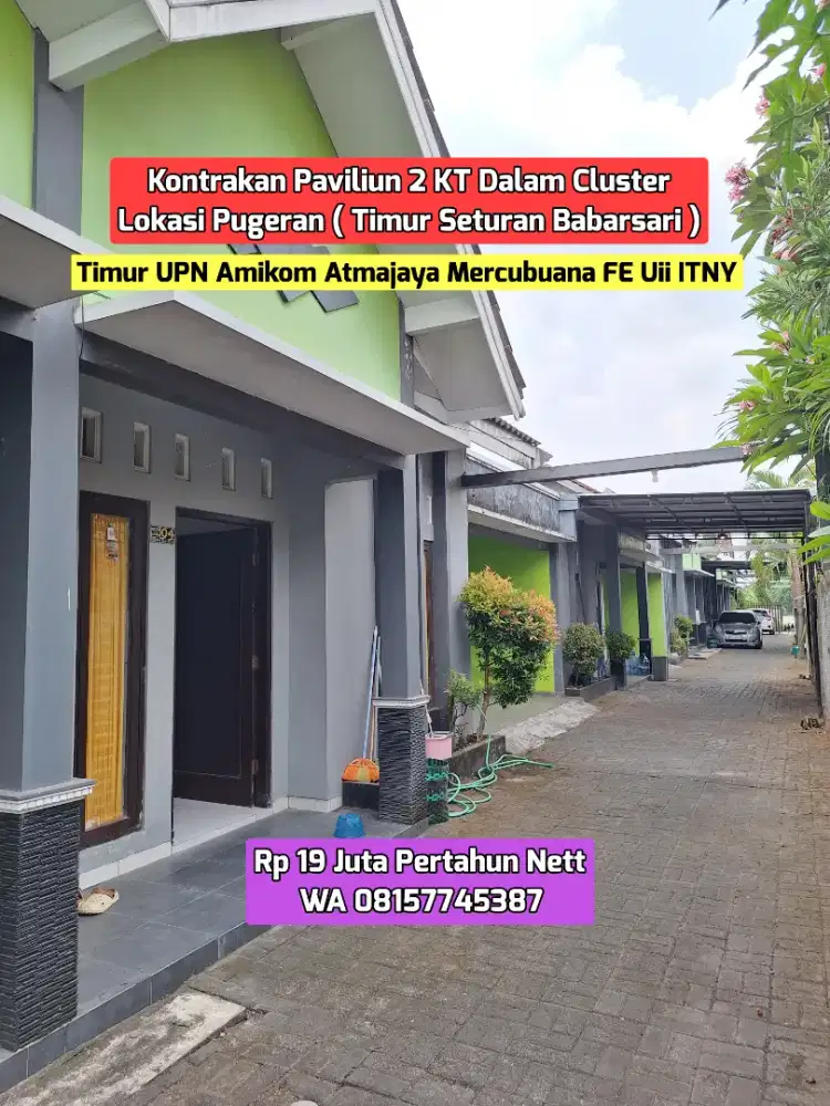 KONTRAKAN PAVILIUN 2 KT PUGERAN ( TIMUR SETURAN VABARSARI ) 19JUTA/THN