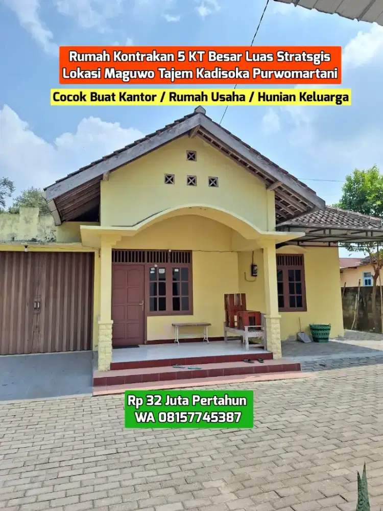 RUMAH KONTRAKAN STRATEGIS PINGGIR JALAN MAGUWO TAJEM BUAT KANTOR/USAHA
