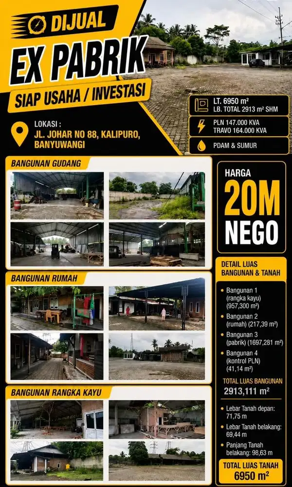 Gudang siap usaha Ex Pabrik Kayu
