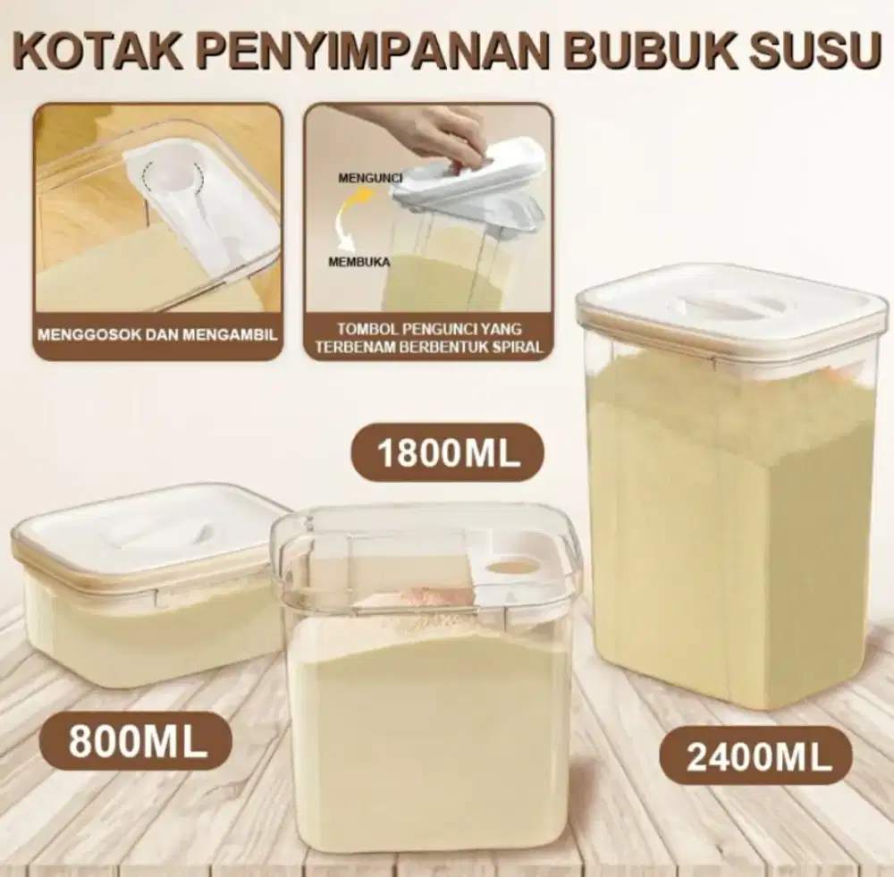 Wadah susu bubuk tutup rapat kedap udara