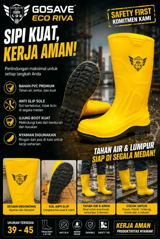 Sepatu boot SAFETY Ujung besi merk GOSAVE