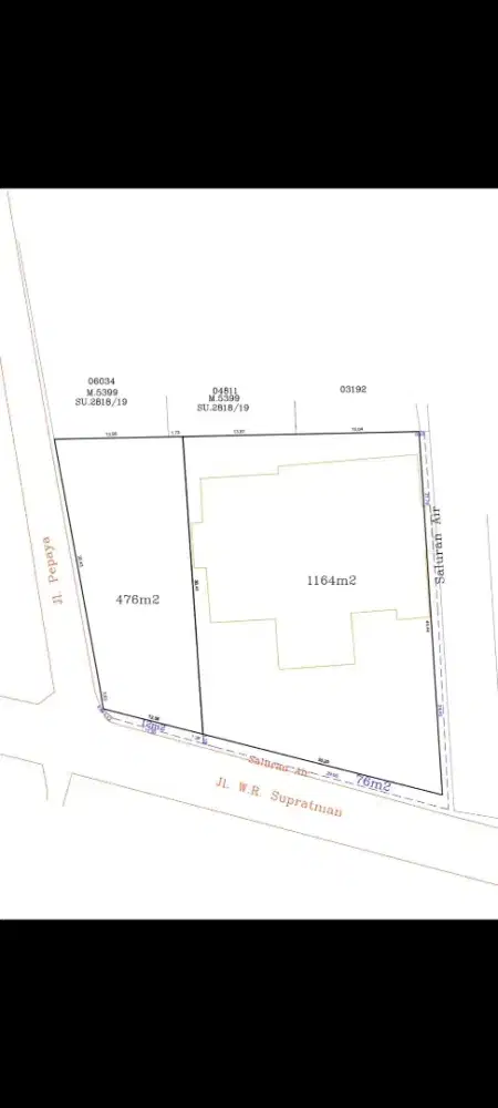 Dijual Tanah Hoek di jalan WR Supratman ,- Ciputat Timur TangSel
