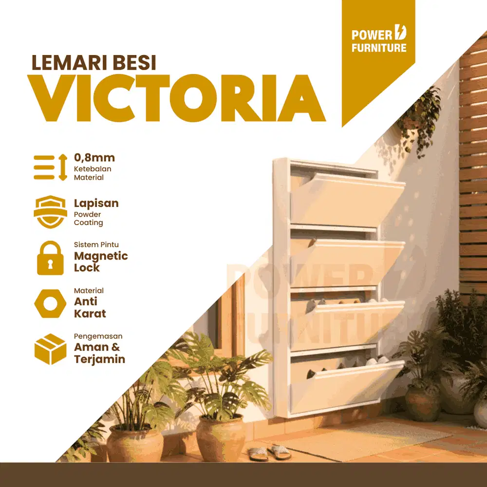Lemari Sepatu Besi Tertutup VICTORIA - Rak Sepatu Besi | Lemari Sandal
