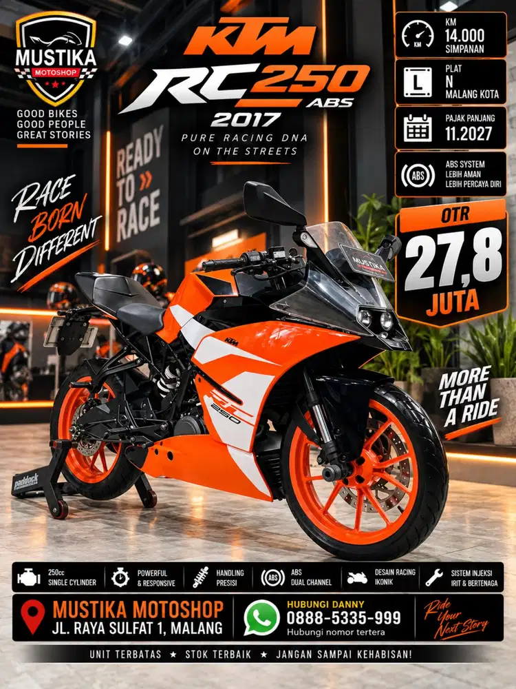 Low KM‼️KTM RC 250 ABS 2017. DANNY Mustika Motor Sulfat