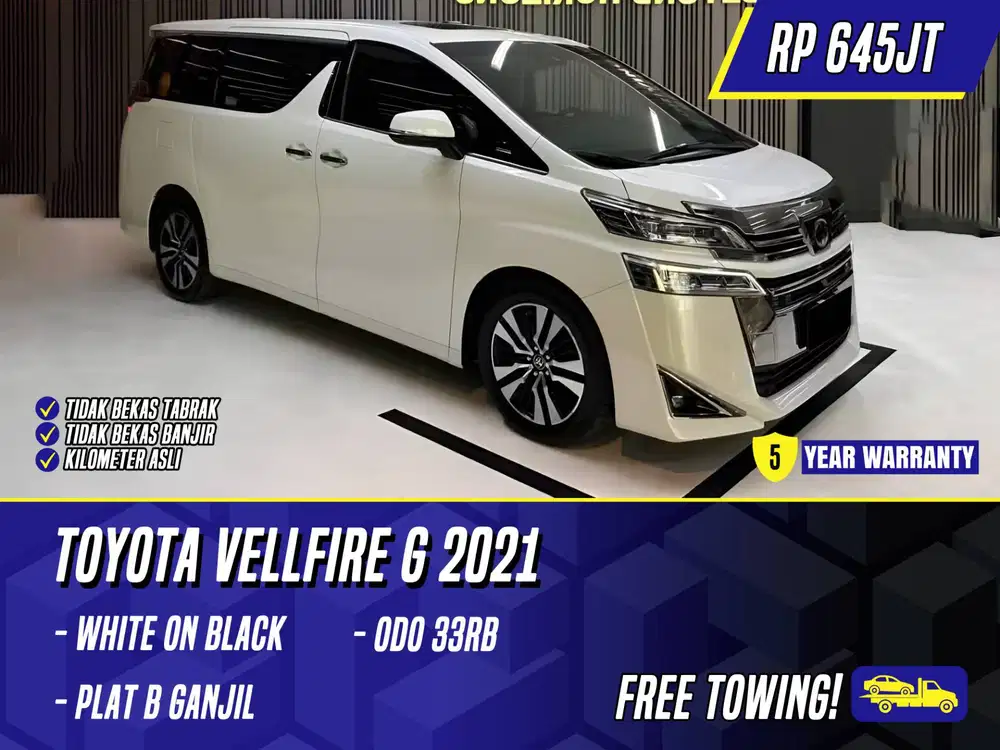 Toyota Vellfire G 2021 NIK 2020 White on Black Putih Velfire